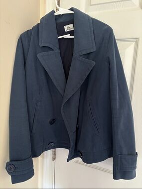 Lacoste Dark Navy Double-Breasted Pea Jacket